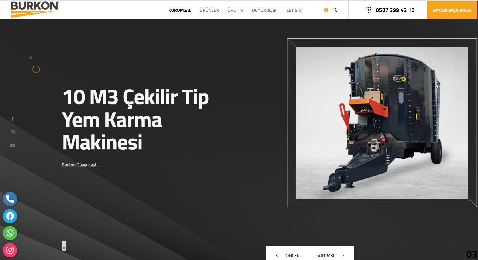 1 M3 Sabit Yem Karma Makinesi Teknik Özellikleri